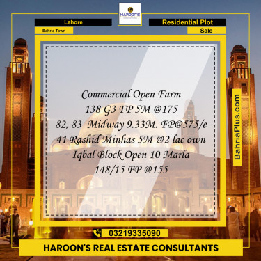 Residential Plot for Sale in Bahria Town, Lahore - (BP-239689)