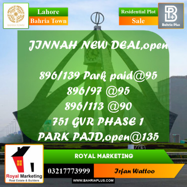 Residential Plot for Sale in Bahria Town, Lahore - (BP-239712)