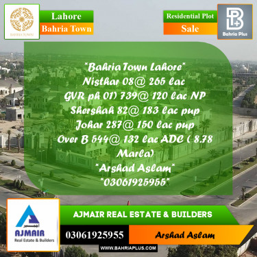Residential Plot for Sale in Bahria Town, Lahore - (BP-239716)
