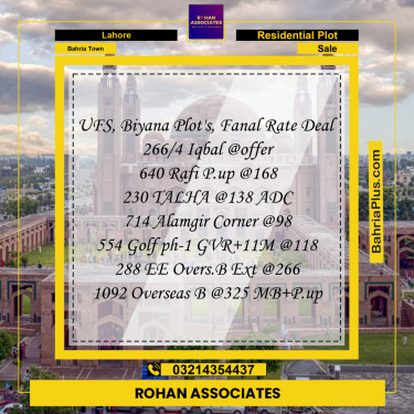 Residential Plot for Sale in Bahria Town, Lahore - (BP-239735)