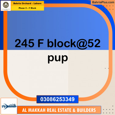5 Marla Residential Plot for Sale in Phase 2 - F Block -  Bahria Orchard, Lahore - (BP-239859)