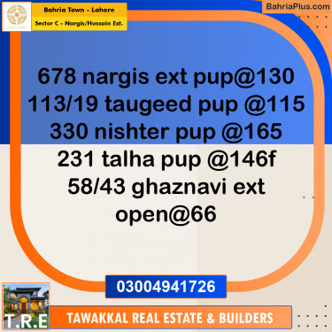 10 Marla Residential Plot for Sale in Sector C - Nargis/Hussain Ext. -  Bahria Town, Lahore - (BP-239863)