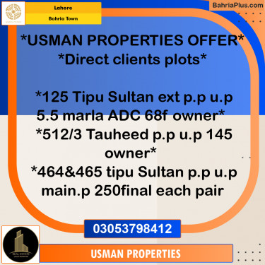 Residential Plot for Sale in Bahria Town, Lahore - (BP-239885)