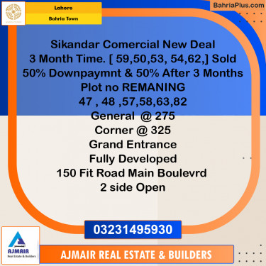 Commercial Plot for Sale in Bahria Town, Lahore - (BP-239945)