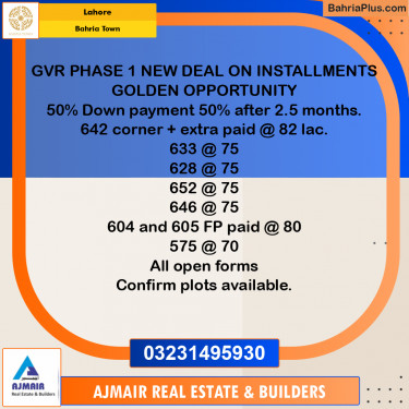 Residential Plot for Sale in Bahria Town, Lahore - (BP-239949)