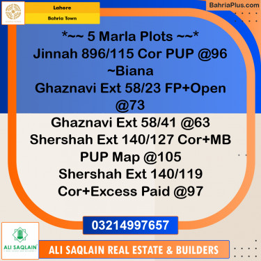 Residential Plot for Sale in Bahria Town, Lahore - (BP-239967)