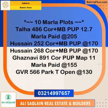 Residential Plot for Sale in Bahria Town, Lahore - (BP-239968)