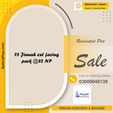 5 Marla Residential Plot for Sale in Sector E - Jinnah Ext. Block -  Bahria Town, Lahore - (BP-240026)