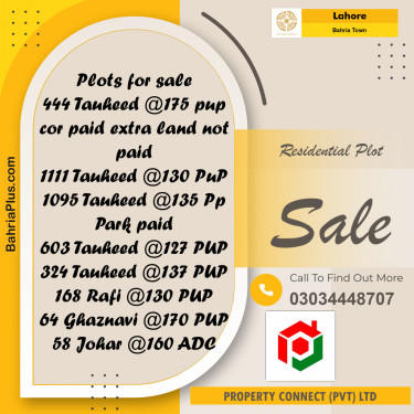 Residential Plot for Sale in Bahria Town, Lahore - (BP-240046)