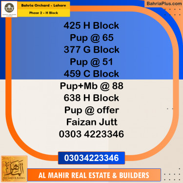 Residential Plot for Sale in Phase 2 - H Block -  Bahria Orchard, Lahore - (BP-240063)