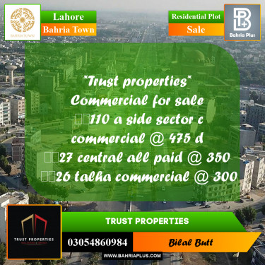 Residential Plot for Sale in Bahria Town, Lahore - (BP-240084)
