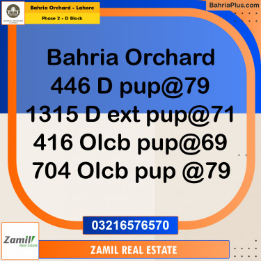 8 Marla Residential Plot for Sale in Phase 2 - D Block -  Bahria Orchard, Lahore - (BP-240149)