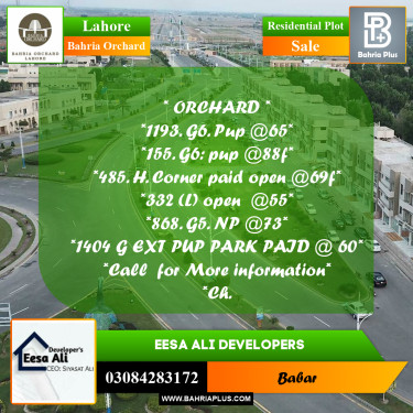 Residential Plot for Sale in Bahria Orchard, Lahore - (BP-240152)