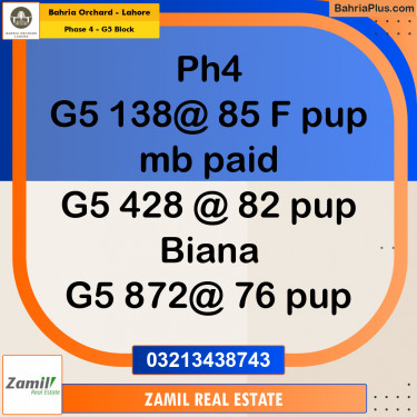 10 Marla Residential Plot for Sale in Phase 4 - G5 Block -  Bahria Orchard, Lahore - (BP-240157)