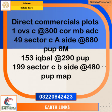 Commercial Plot for Sale in Bahria Town, Lahore - (BP-240167)