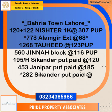 10 Marla Residential Plot for Sale in Sector C - Janiper Block -  Bahria Town, Lahore - (BP-240173)