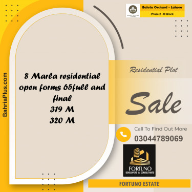 8 Marla Residential Plot for Sale in Phase 2 - M Block -  Bahria Orchard, Lahore - (BP-240184)