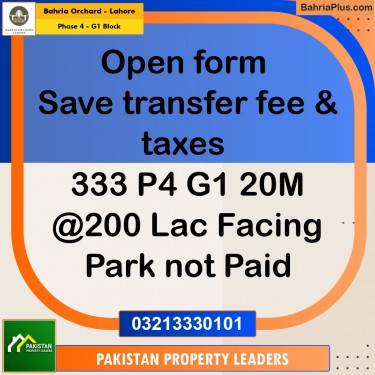 1 Kanal Residential Plot for Sale in Phase 4 - G1 Block -  Bahria Orchard, Lahore - (BP-240303)