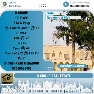 Residential Plot for Sale in Bahria Orchard, Lahore - (BP-240321)