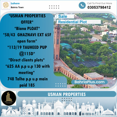 Residential Plot for Sale in Bahria Town, Lahore - (BP-240368)