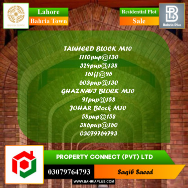 Residential Plot for Sale in Bahria Town, Lahore - (BP-240446)
