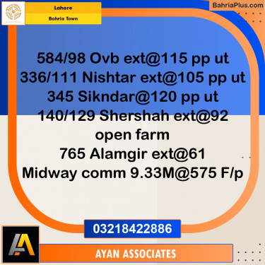 Residential Plot for Sale in Bahria Town, Lahore - (BP-240467)