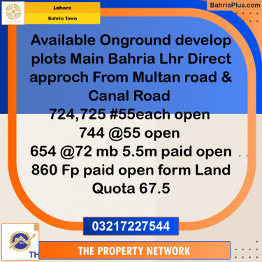 5 Marla Residential Plot for Sale in Bahria Town, Lahore - (BP-240528)