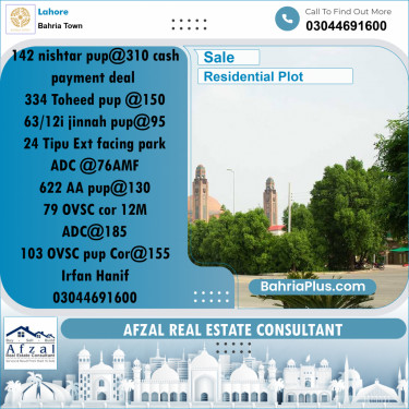 Residential Plot for Sale in Bahria Town, Lahore - (BP-240532)