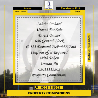 Residential Plot for Sale in Bahria Orchard, Lahore - (BP-240542)