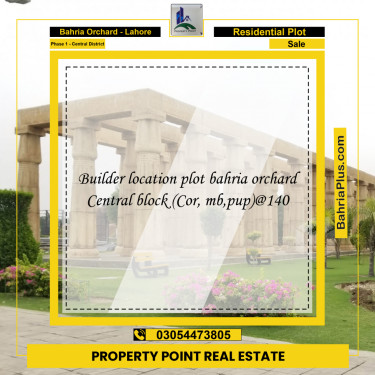 10 Marla Residential Plot for Sale in Phase 1 - Central District -  Bahria Orchard, Lahore - (BP-240581)
