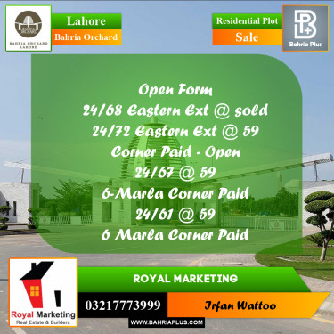 Residential Plot for Sale in Bahria Orchard, Lahore - (BP-240582)