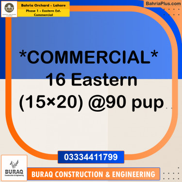 Commercial Plot for Sale in Phase 1 - Eastern Ext. Commercial -  Bahria Orchard, Lahore - (BP-240585)