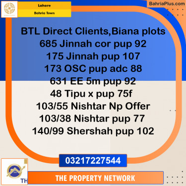 5 Marla Residential Plot for Sale in Bahria Town, Lahore - (BP-240631)