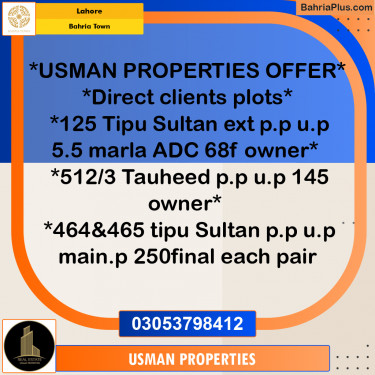 Residential Plot for Sale in Bahria Town, Lahore - (BP-240686)