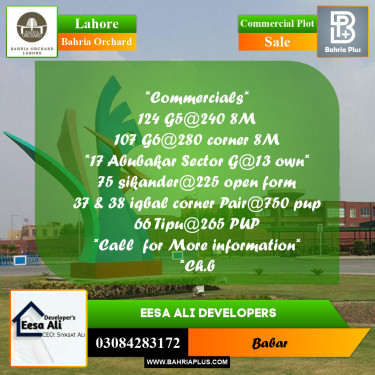 Commercial Plot for Sale in Bahria Orchard, Lahore - (BP-240732)
