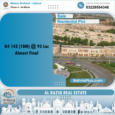 10 Marla Residential Plot for Sale in Phase 4 - G4 Block -  Bahria Orchard, Lahore - (BP-240743)