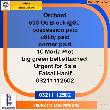 Residential Plot for Sale in Bahria Orchard, Lahore - (BP-240779)