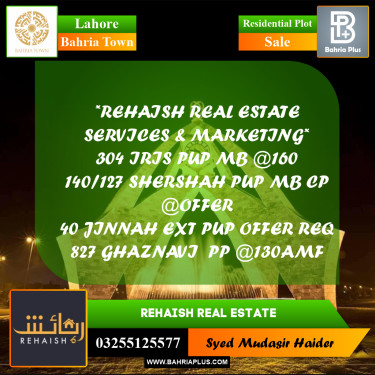 Residential Plot for Sale in Bahria Town, Lahore - (BP-240781)