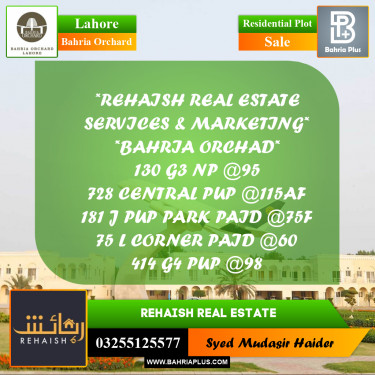 Residential Plot for Sale in Bahria Orchard, Lahore - (BP-240783)