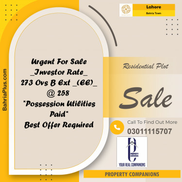 Residential Plot for Sale in Bahria Town, Lahore - (BP-240793)