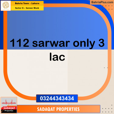 5 Marla Residential Plot for Sale in Sector G - Sarwar Block -  Bahria Town, Lahore - (BP-240876)