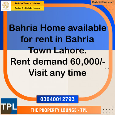 6.33 Marla Residential House for Rent in Sector E - Bahria Homes -  Bahria Town, Lahore - (BP-240926)