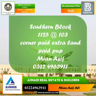 Residential Plot for Sale in Phase 1 - Southern District -  Bahria Orchard, Lahore - (BP-240962)