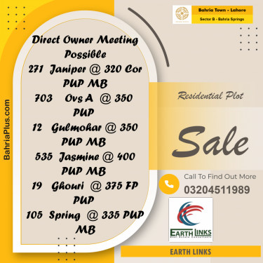 1 Kanal Residential Plot for Sale in Sector B - Bahria Springs -  Bahria Town, Lahore - (BP-240990)