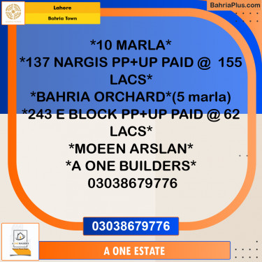 Residential Plot for Sale in Bahria Town, Lahore - (BP-240996)