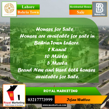 Residential House for Sale in Bahria Town, Lahore - (BP-241051)