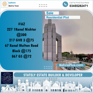 Residential Plot for Sale in Bahria Town, Lahore - (BP-241052)