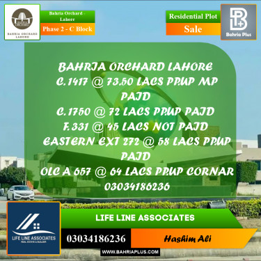 5 Marla Residential Plot for Sale in Phase 2 - C Block -  Bahria Orchard, Lahore - (BP-241191)