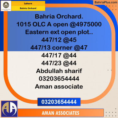 Residential Plot for Sale in Bahria Orchard, Lahore - (BP-241212)