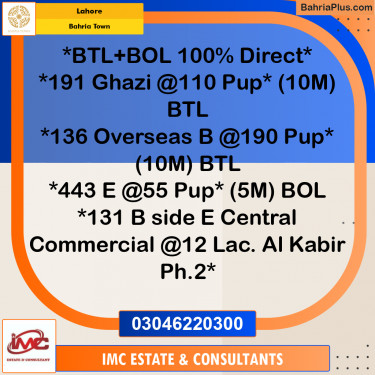 Residential Plot for Sale in Bahria Town, Lahore - (BP-241238)